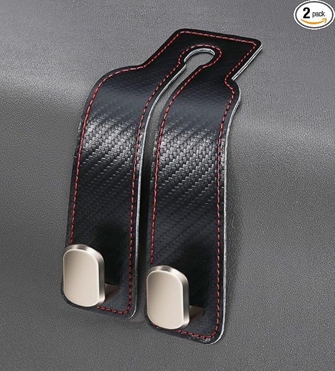 Car Seat Hooks for Headrest,Purse Hook & Back Storage Hook, Zinc Alloy & Suede Material Heavy Duty Car Hooks for Purses and Bags,Universal Fit for Most Vehicles (Carbon)
