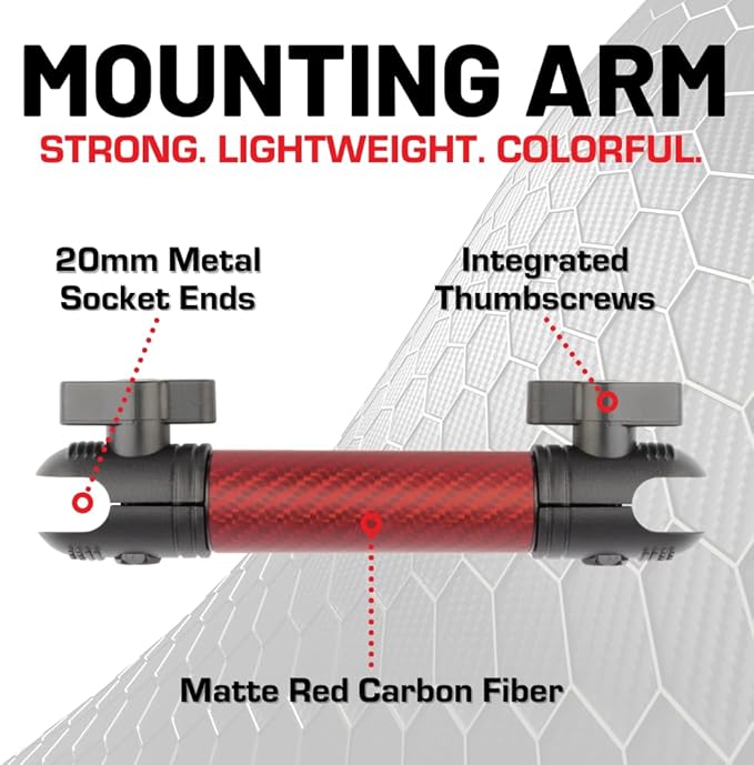 Bulletpoint Mounting Solutions Dash Mount 5.9" Arm Compatible with iPhone and Android Smartphones - Fits 20mm Attachment Ball (Matte Red Carbon Fiber)