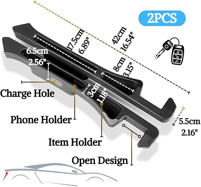 Brown Car Seat Gap Filler Organizer 2Pack, Inserts Blocks Gap Between Seats Console Organizer, Universal Multifunctional Seat Gap Organizer with Phone Holder & Charge Hole,Car Interior Accessories