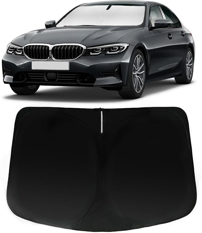 Windshield Sun Shade for 2021-2026 BMW 3 Series 328i 330i 335i 320i 325i F30 F31, Car Front Window Sunshade with 240T Sun Visor Protector Blocks UV Rays Heat Sun Shield Accessories