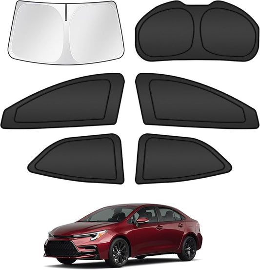 T TGBROS Windshield Sun Shade for Toyota Corolla 2020-2023 2024 2025 Car Window Shades Thicken UV Block and Blackout Privacy Foldable Sunshades 6PCS Accessories Keep Cool Sun Visor Covers