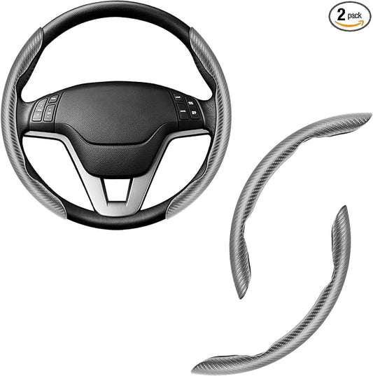 Amiss Car Carbon Fiber Anti-Skid Steering Wheel Cover, Segmented Protector, Butterfly Universal 99% Cover Interior Accessories (Grey)