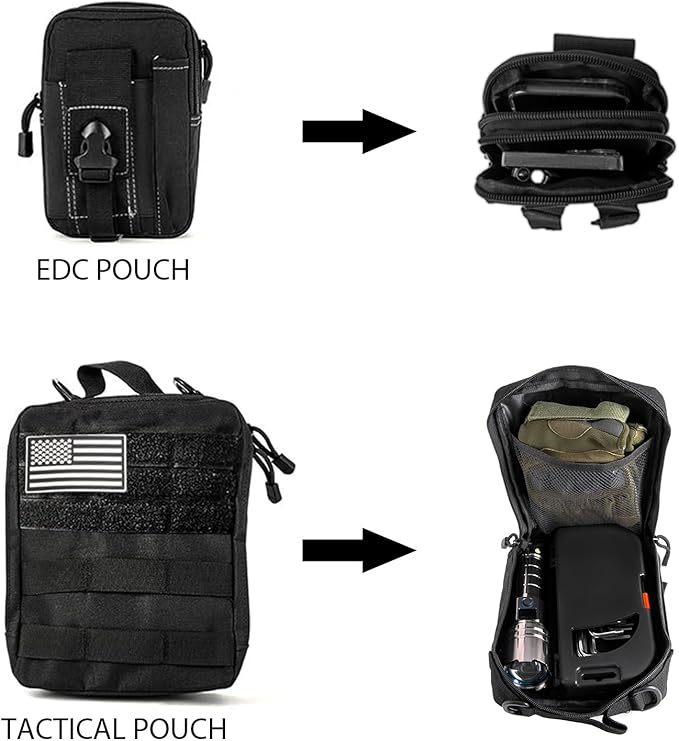 Car Organizer Back Seat, Tactical Seat Back Organizer with 5 Detachable MOLLE Pouches, Universal MOLLE Car Accessories for Vehicle Car Truck SUV