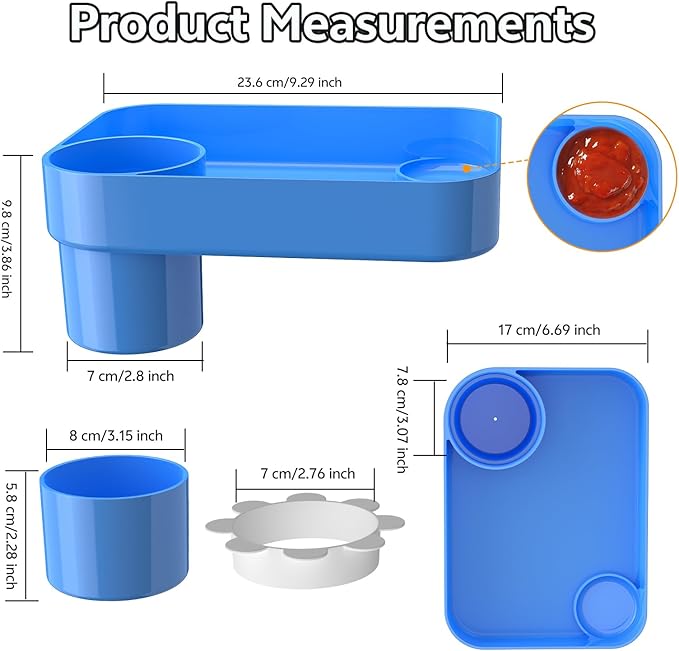 Car Seat Snack Tray for Kids Toddler Travel,Cup Holder Expander for Car,Toddler Travel & Road Trip Accessory for Mess-Free Snacking in The Car(Blue)