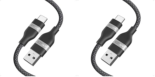 Anker Car Carplay Cable for iPhone 17 16 Pro Max Plus, Upcycled Braided USB A to USB C Car Charger Cord for Samsung Note20 and More (3FT, Black) (Pack of 2)