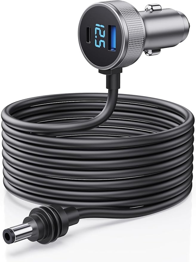 Starlink Mini Cable, 3 in 1 Starlink Mini Car Charger DC Power Cable+ Cigarette Lighter Adapter 12V-48V with Digital Display, Durable USB C PD 40W and USB A 35W Ports for Trucks and Cars (13.1FT)