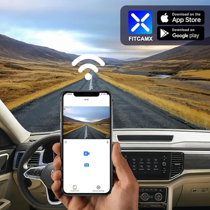 Fitcamx 4K Dash Cam Suitable for Volkswagen Atlas 2018-2026 (Model A/Slim-Tail) & Atlas Cross Sport 2020-2026, OEM Look, UHD 2160P Video, WiFi & APP, Loop Recording, Parking Sensor, Plug & Play, 64GB