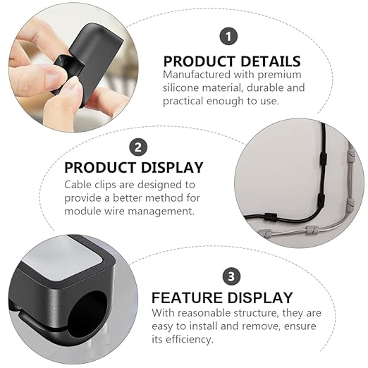 OSALADI Cable Fixing Clip - 20 Pcs Silicone Cable Management Clips for USB Power and Mouse Cables 7Mm Diameter Self-Adhesive Organizers for Home and Office
