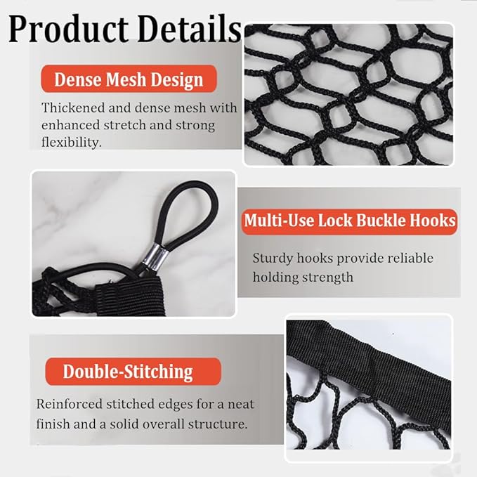 Dog Car Barrier for Dodge Durango, Durable Car Dog Back Seat Barrier Net, Mesh Pet Divider Storage Net, Breathable & Easy to Install, Travel Accessories