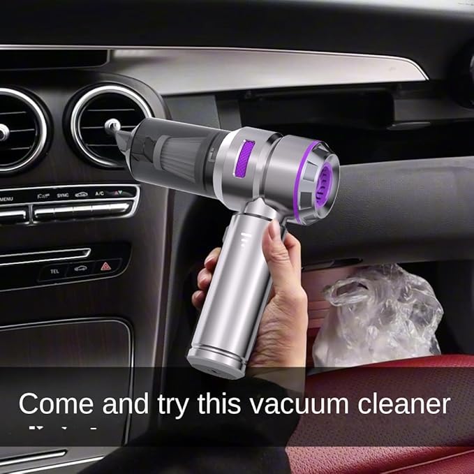 4-in-1 Cordless Mini Car Vacuum & Air Duster – 18,000PA Powerful Suction, USB-C Rechargeable, HEPA Filter, Handheld Portable for Car Interior, Pet Hair, Keyboard & Home Cleaning