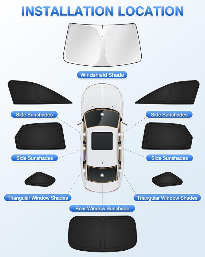 Canvcle Sunshades for 2023-2025 2026 Lexus RX Accessories Windshield Sun Shade Side Rear Window Shade Cover Sun Visor Shield Privacy Protection for Camping Keep Vehicle Cool Black 8PCS