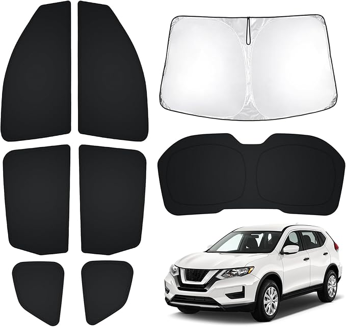 T TGBROS Windshield Sun Shade for Nissan Rogue 2014-2020 Car Window Shades Thicken UV Block and Blackout Privacy Foldable Sunshades 8PCS Accessories Keep Cool Sun Visor Covers