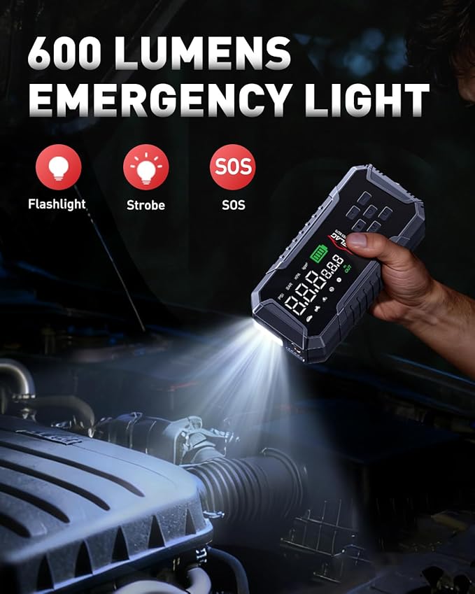 Car Jump Starter with Air Compressor 160PSI, 7000A Car Battery Jumper Starter Portable 12V Jump Box(All Gas/12L Diesel), Cordless Tire Inlfator, 26800mAh Powerbank, Led Lights, Safety Hammer