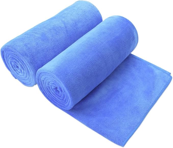 JML Bath Sheet Towels Pack of 2, 40" x 80", Extra Large Microfiber Towel Set with Hanging Loop for Adult, Soft Super Absorbent Fast Drying for Sauna Hotel Beach Sports Fitness Yoga, Blue