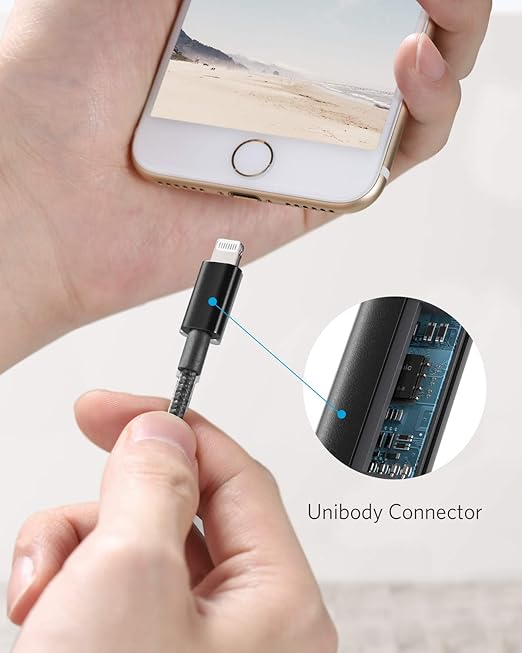 Anker USB A to Lightning Cable(6FT, 1Pack), MFi Certified Nylon USB to Lightning Cord for iPhone 14/13/12/11 Pro/11/XS MAX/XR/8/7/6s Plus Cable(Black)