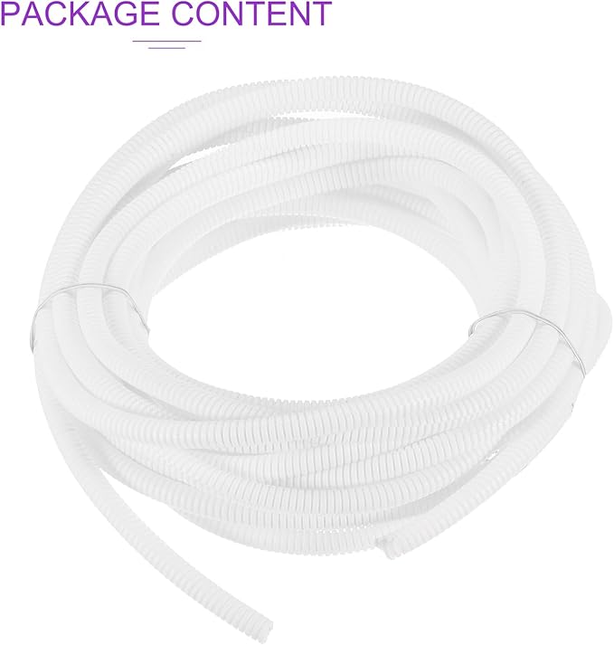 DMiotech 33ft Wire Loom Split Tubing 1/4 Inch(6.5 Mm) ID, Cord Protectors from Pet Flexible Conduit Cable Management for Office, Home, Garden, White