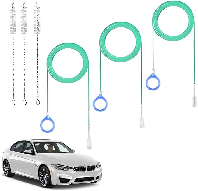 Auto Sunroof Cleaning Tool, 3Pcs 120 Inch Long Flexible Pipe Brush,3 Pcs 7.9 Inch Tube Cleaner Brush Perfect for Car Sunroof, Windshield Wiper Drain Hole