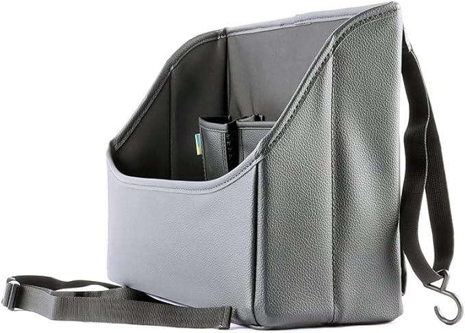 Car Handbag Purse Holder Between Seats Leather Car Front Seat Storage Bag Large Capacity Car Organizers for Book Document Phone Bottle Tissue Toy (Black Style-1)