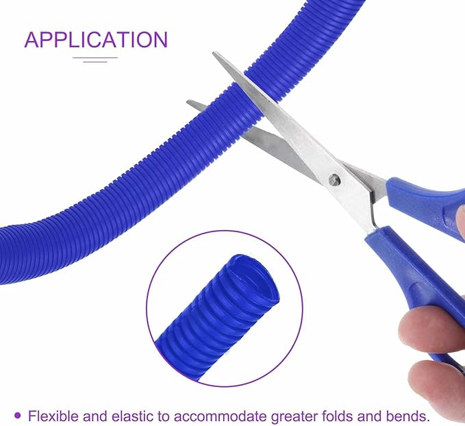 DMiotech 6.6ft Wire Loom Split Tubing 1 1/2 Inch(38.1mm) ID, Cord Protectors from Pet Flexible Conduit Cable Management for Office Home Garden, Blue