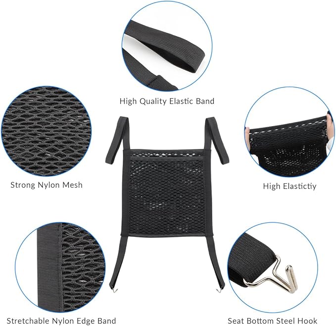 MARCHFA Car Mesh Organizer Car Barrier for Dogs Console Storage Net for Tissue Purse Bag Seat Back Organizer Net (Black) (for One-Piece Seats)