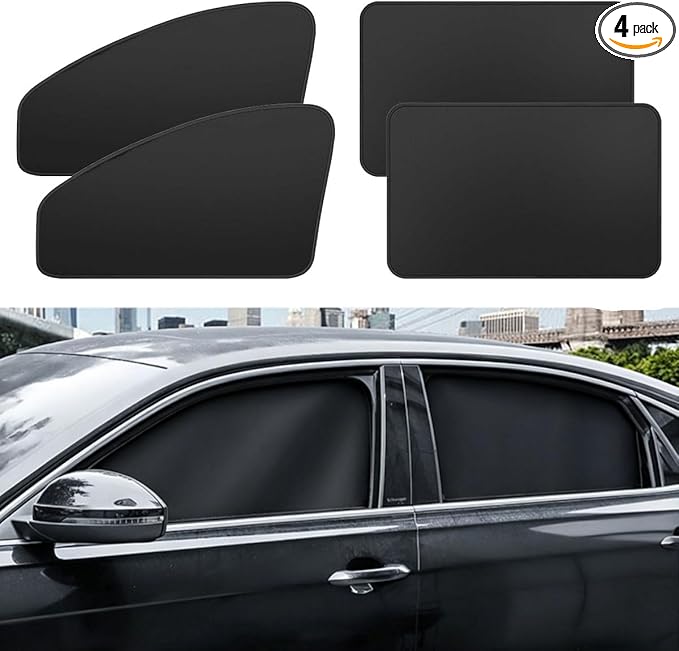 Car Side Window Sun Shades, Window Sunshades Privacy Curtains, 100% Block Light for Breastfeeding, Taking a nap, Changing Clothes, Camping (Full Sets 4pcs)