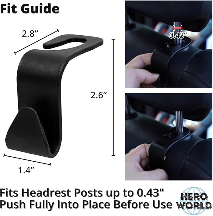 Car Headrest Hooks 2 Pack Seat Back Hanger for Bags and Groceries Heavy Duty Auto Organizer Easy Install Storage Hook for Purse Handbag Shopping Bags Classic Black