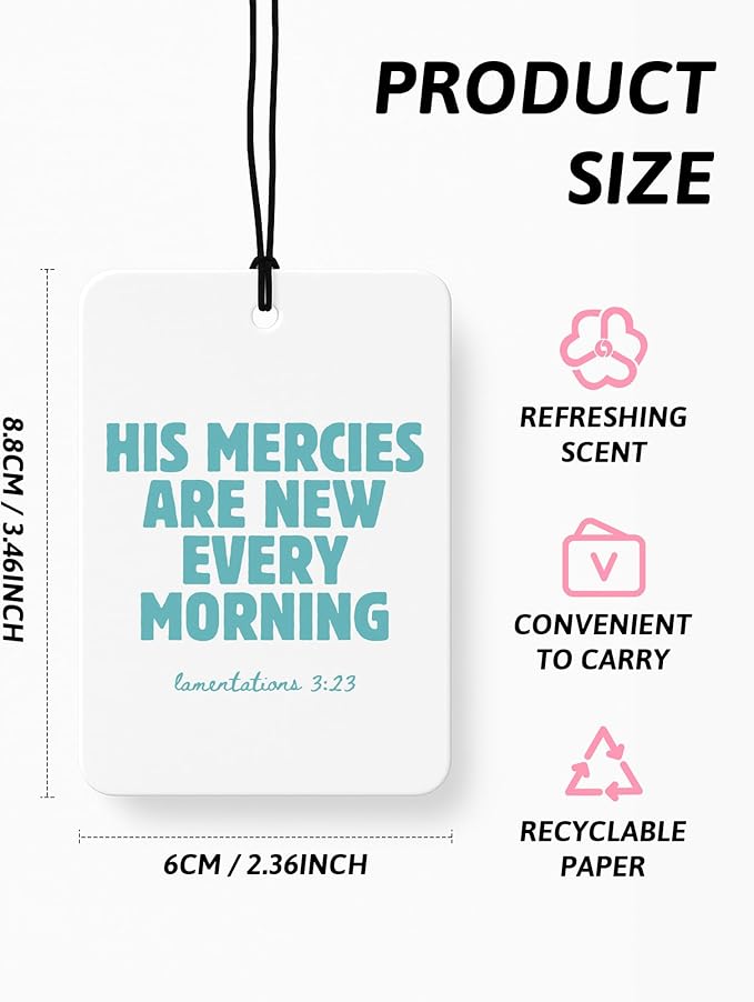 Cyan Christian Car Air Freshener 4 Pcs, Girly Pink Bow Floral Religious Hanging Air Freshener for Cars Closet Drawer Books, Cute Preppy Christian Car Accessories Mirror Decor for Women