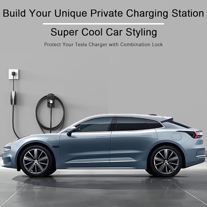 Tesla Charger Holder & UMC Holder, with Combination Lock, Compatible with Model 3/S/X/Y, Premium Charging Cable Organizer for Tesla Gen 2 Mobile Connector Wall Mount