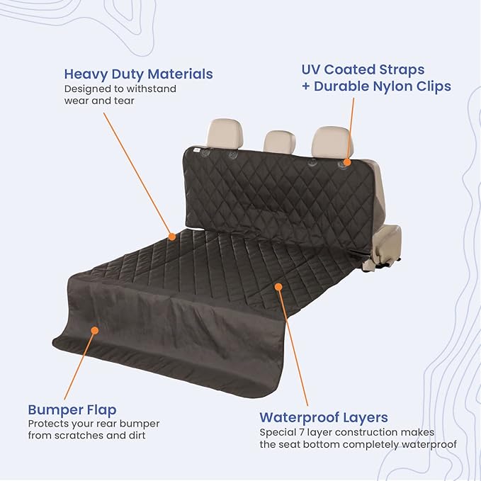 4Knines SUV Cargo Liner for Dogs – Dog Trunk Cover – Heavy-Duty, Waterproof Pet Seat Protector – Durable Cargo Liners for Dogs – USA-Based Company - Large (Tan)