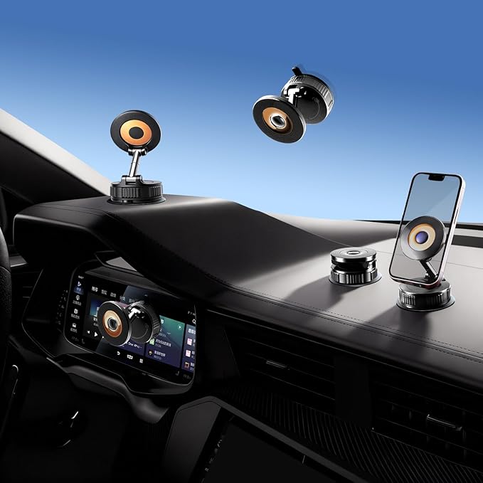 2026 Upgraded Vacuum Magnetic & Suction Phone Mount - Magsafe Car Mount, 20 Super Magnets, 360° Rotation - Foldable & Adjustable for Car/Gym/Mirror, Compatible with iPhone 17 & Android