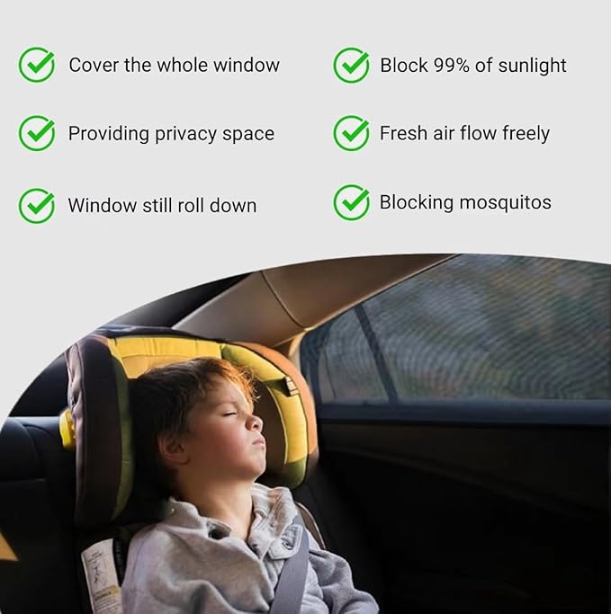 2Packs Universal Car Window Screen for Rear Window 25"(H) X43(W), Elastic Mesh Sun Shade Car Camping Window Cover, Fit for Most Cars Large SUVs, Truck, Pickup