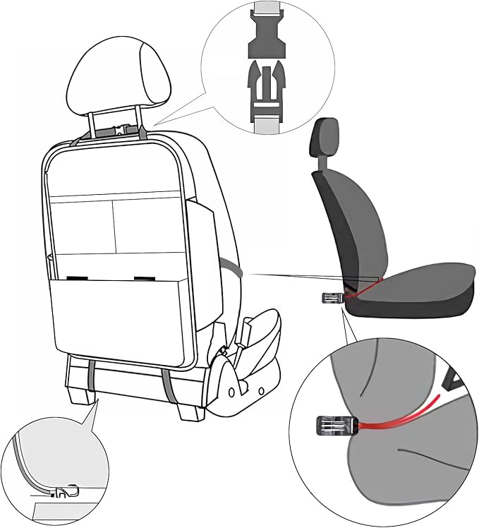 TAIKOO Back Seat Protector,Preventing the Impact of Children Stepping on the Seat Backrest,Beautiful appearance and easy to clean,black (Cream White -2 pcs)