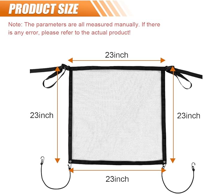 Dog Car Net Barrier, Pet Car Divider Back Seat Barrier Net, Vehicle Divider Mesh Gate on Backseat, Easy to Clean and Install, Adjustable for Universal Car Fit with Stretchy Bungee Cords