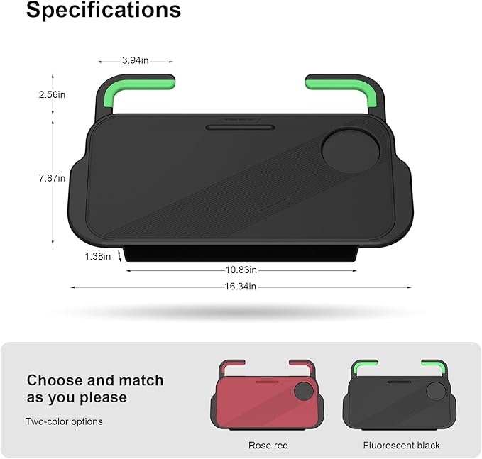 2-in-1 Car Steering Wheel Desk Tray & Car Seat Gap Filler Organizer – Silicone Look Table for Laptop, Eating Food, Writing – Work Road Trip Essentials Accessories（red）