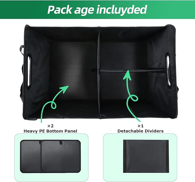 Car Trunk Organizer, 75L Large Capacity Waterproof Auto Storage with Non-Slip Bottom Strips, Collapsible Cargo Organizer for Suv, Truck, Sedan, Portable Car Accessories for Women Men(Grey)