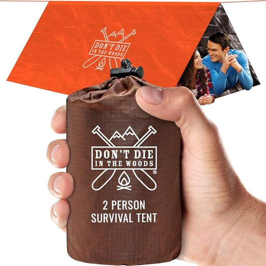 Don't Die In The Woods - Survival Tent - Made with Extra-Thick Space Blanket Thermal Mylar - Emergency Shelter Tube Tent - One of The 10 Essentials for Hiking, Camping, First Aid Kits