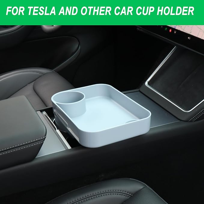 Kids Car Travel Tray Square for Kids Car Seat Snacks Trays, Car Seat Tray with Cup Holders for Toddler, Stroller, Tesla Travel Must Have (2Pcs gray)