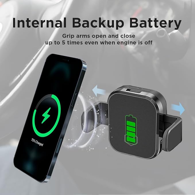Fast Wireless Car Charger Cup Holder Phone Mount - Mini Grip Cradle Version 2.0,15W Qi Charging, Adjustable Stand, Fits iPhone 15, 14, 13, Samsung Galaxy Z Flip 3/4, S24, and More - Secure Auto-Grip