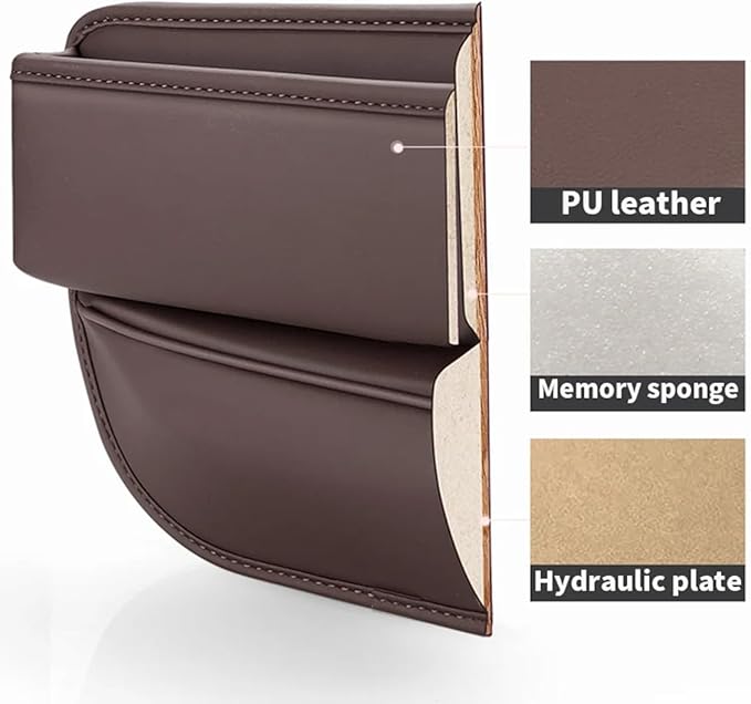 Car Leather Cup Holder Gap Bag, Car Seat Gap Filler Organizer with Cup Holder, Car Storage Organizer Front Seat, Suitable of Cars (2 Pack Red)