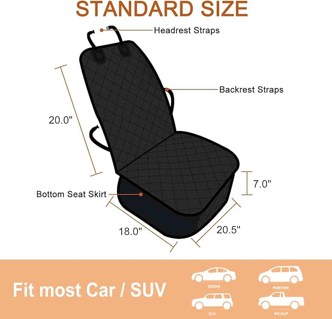Dog Front Car Seat Cover, Waterproof, Scratch Proof & Non Slip, Durable Pet Front Car Seat Cover for Trucks, SUV