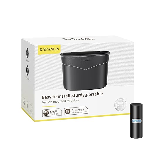 Car Trash Can Mini Trash Bin Garbage Organizer with Plastic Trash Bag Automotive Small Garbage Bin for Home Office Auto Vehicle Car Door Front Back Seat Storage Accessories (hook trash can)