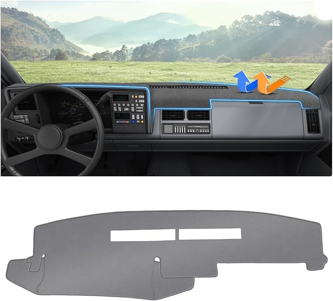 Autorder Gray Dashboard Cover Mat for 1988-1994 Chevy Chevrolet Silverado/GMC Sierra C/K 1500 2500 3500 Pickup Truck/1992-1994 GMC Yukon/Chevy Blazer Suburban Accessories Dash Cover Polyester Dash Mat