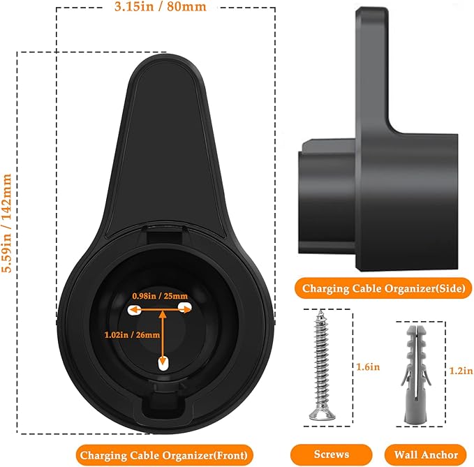 EV Charger Holder,Portable wall Connector Holster,Electric car Cable Organizer,EVSE Charging Nozzle Dock Mount for J1772