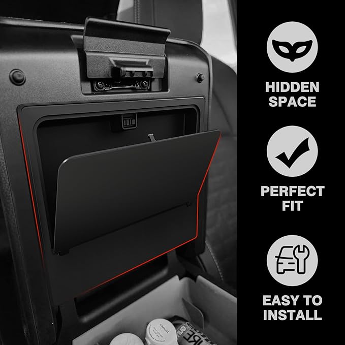Muslogy Center Console Organizer & Hidden Storage Box Compatible with 2025 2026 Toyota 4Runner Accessories Armrest Privacy Console Divider Storage Box Card Slot Tray Divider Organizer ABS Material