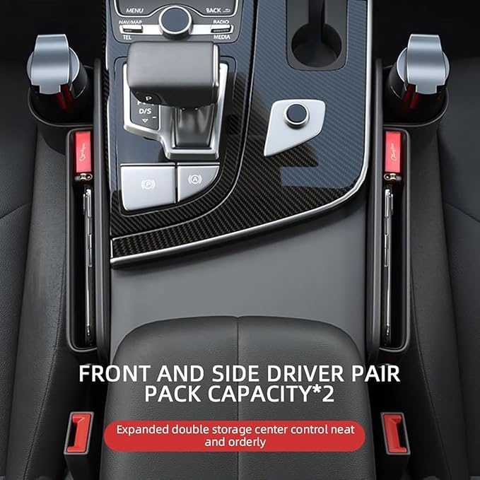 Car Seat Gap Filler Organizer for Mazda3 Sedan 2014–2017, Multifunctional Leather Seat Gap Storage Box for Phone,Keys,Sunglasses(A/Red,A/Copilot)