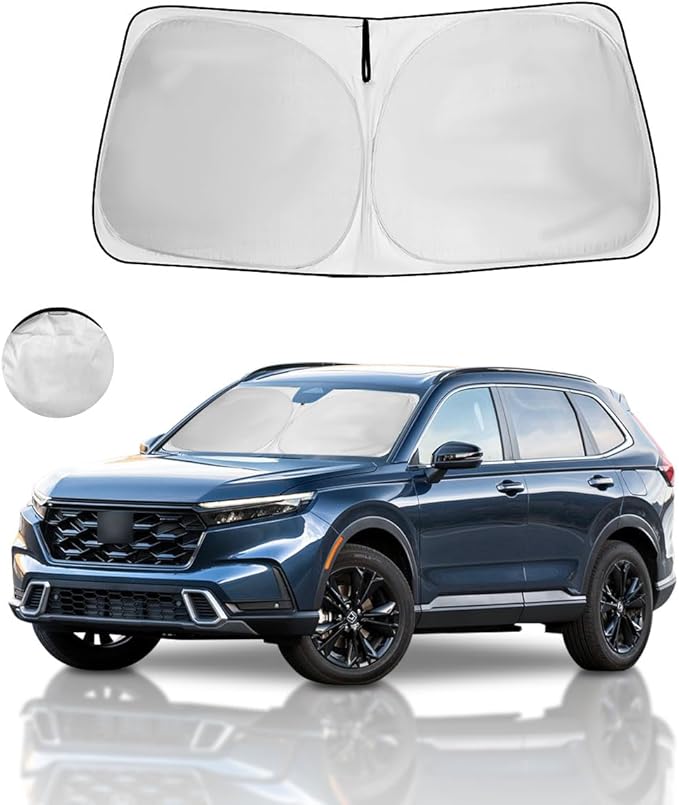 Windshield Sun Shade Front Window Sunshade for 2023 2024 2025 2026 Honda CR-V CRV SUV, LX EX EX-L Sport Hybrid, Touring Accessories Foldable SUV Sun Visor Protector Retractable Shade Blocks UV Rays