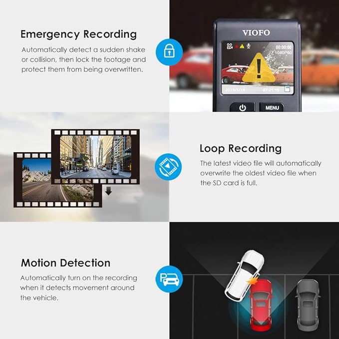 VIOFO A119 V3 2K Dash Cam 2560x1440P Quad HD+ Car Dash Camera, Ultra Clear Night Vision, 140-Degree Wide Angle, GPS Included, Buffered Parking Mode, True HDR, Motion Detection (Renewed)