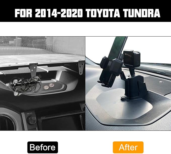 D-Lumina Dash Multi-Mount Phone Holder - Compatible with 2014 2015 2016 2017 2018 2019 2020 2021 Toyota Tundra - Dashboard Instrument Table Organizer Storage Tray, ABS Black