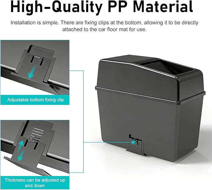 Car Mini Trash Can, Press-type Automatic Closing Car Organizer Box, Large-capacity Multifunctional Small Trash Container, Universal for Most Vehicles (Black)