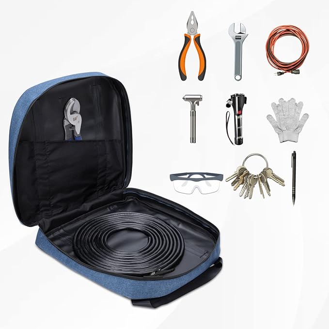 15 Inch Jumper Cable Bag, Heavy Duty Cable Storage Bag, Water Resistant Cable Organizer Bag for Jumper Cable, EV Charging Cables, Cords and Hoses (15 Inch Blue)